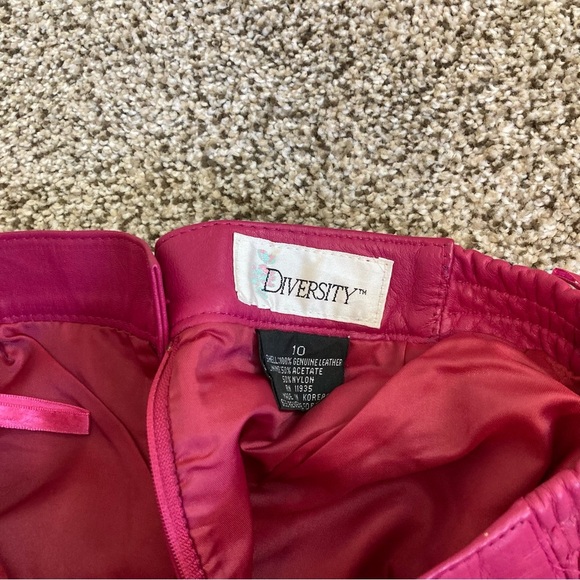 80s vintage pink leather skirt stretch waist genuine, leather skirt - Picture 9 of 9